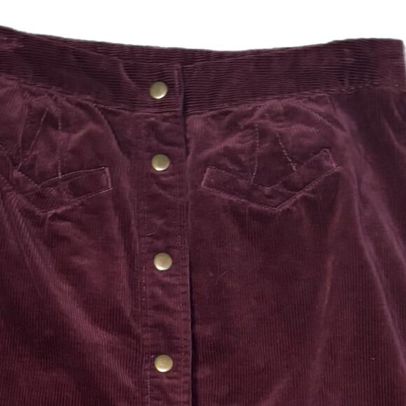 Holding Horses Velvet Button-Down Skirt - Burgundy - Picture 5 of 6